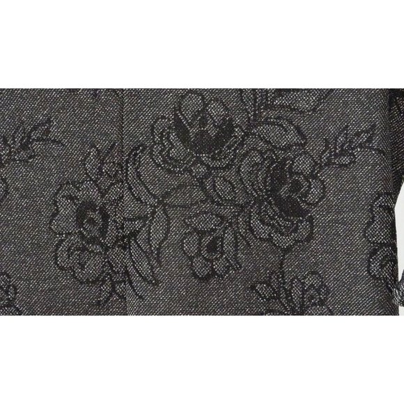 Vintage Lurex Dress Form Fitting Ruched at Hip Silver Black Size 5 Flower Print - Picture 11 of 11